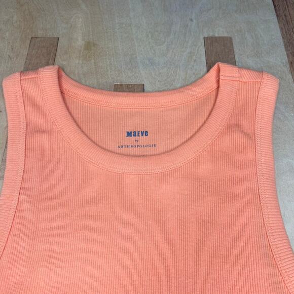Anthropologie Maeve The Blair Cropped Racerback Baby Tee Size XL Peach Tank NWT - Picture 4 of 9